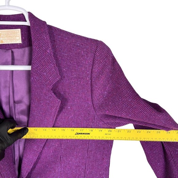 Pendleton Women 14 Pure Virgin Wool Blazer Purple Tweed Jacket USA Made Timeless - Picture 10 of 16